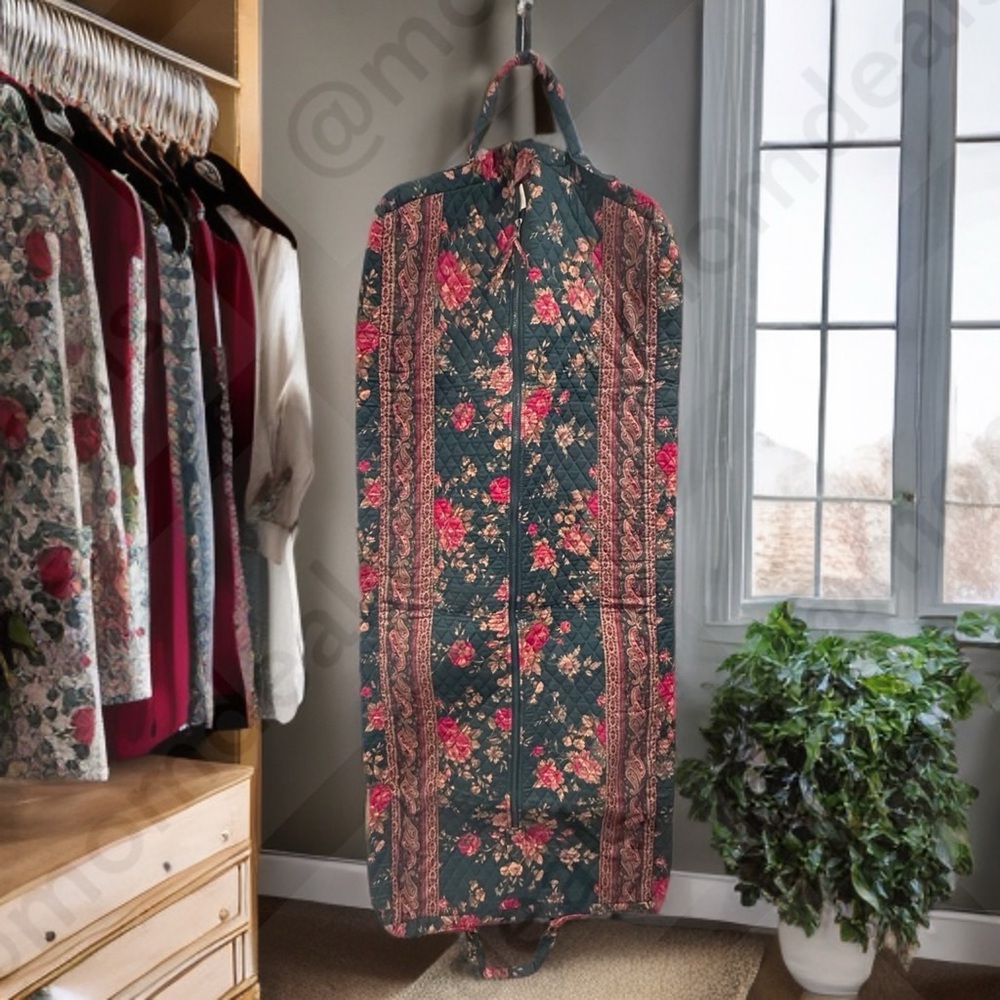 80s Vintage Vera Bradley Greenbriar Large Travel Garment Bag Paisley Floral EUC - Picture 14 of 16